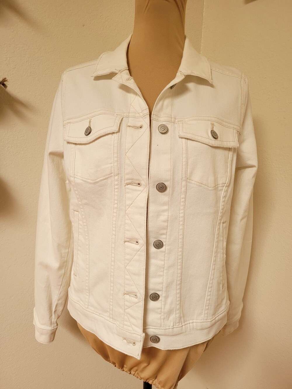 Sonoma White Denim Jacket with Button Front